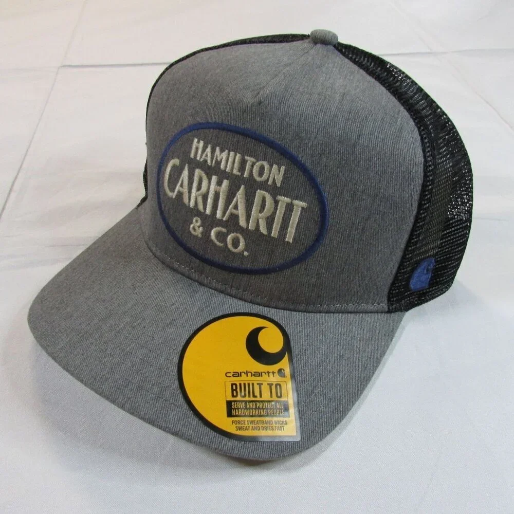 Carhartt Twill Meshback Hamilton Patch Snapback Trucker Cap Hat Steel AH6740